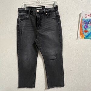 LOFT Black Straight Crop High-Rise Jeans
